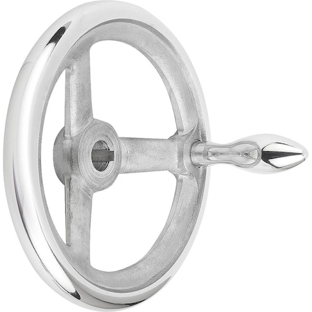 Handwheel DIN950, D1=500 Reamed Hole W Slot D2=34H7, B3=10, T=37,3, Aluminum, Machine Handle